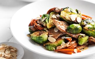 Pork and brussels sprouts stir-fry