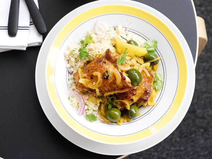 **[Roast chicken with preserved lemon](https://www.womensweeklyfood.com.au/recipes/roast-chicken-with-preserved-lemon-29261|target="_blank")**

The sweet zing of chicken and lemon is always a great way to add flavour a texture to a chicken roast. Best served with steamed couscous, sliced red onion, parsley and roasted blanched almonds.