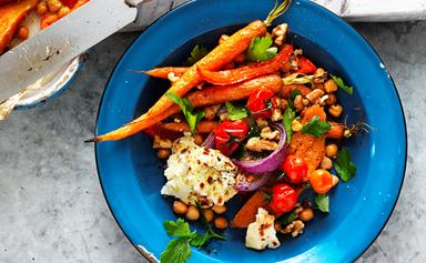 Spiced vegetable, chickpea and ricotta salad