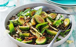 Roasted brussels sprouts & lentil salad