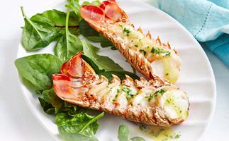 Grilled lobster tails with garlic lemon butter