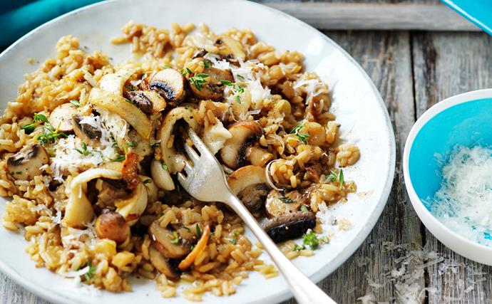 Mushroom brown rice risotto
