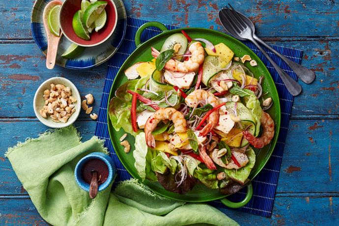 **[Chicken, prawn and mango salad](https://www.womensweeklyfood.com.au/recipes/chicken-prawn-and-mango-salad-29311|target="_blank")**

Freshen things up with this delicious and wholesome chicken, prawn and mango salad. Packed full of flavour and crunch, this is sure to become a family favourite!