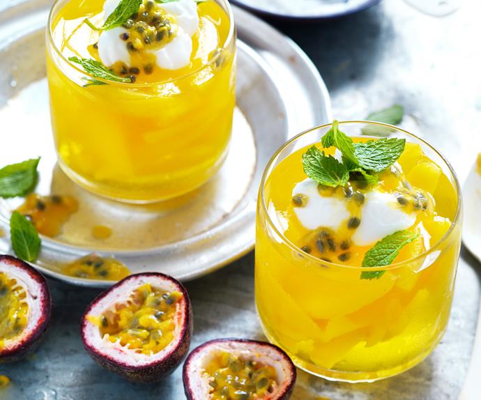 Tropical jelly with coconut yoghurt