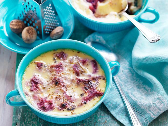 [Rhubarb and vanilla baked custard recipe.](https://www.womensweeklyfood.com.au/recipes/rhubarb-and-vanilla-baked-custard-29323|target="_blank")