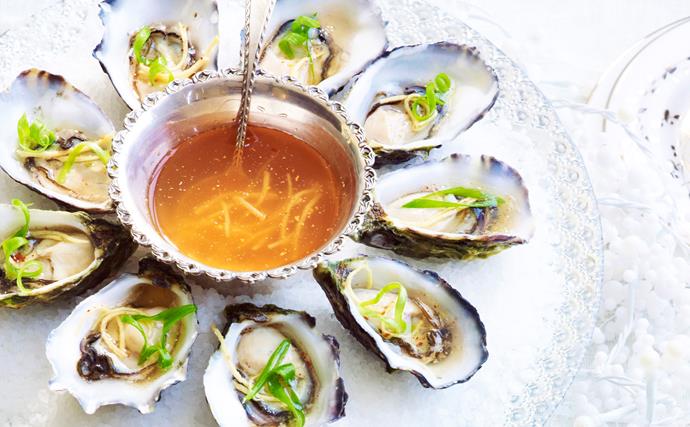 Oysters with chilli and ginger dressing