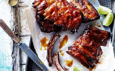 Sticky apricot and lime ribs