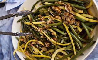 Homegrown beans with brown butter and almonds
