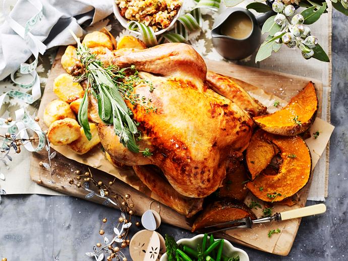 [Roast turkey with bacon, onion and sage dressing](https://www.womensweeklyfood.com.au/recipes/roast-turkey-with-bacon-onion-and-sage-dressing-29553|target="_blank")