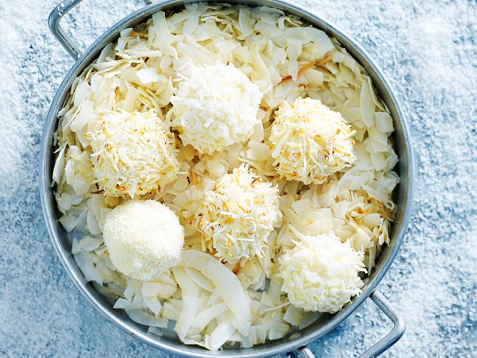 Treat yourself to these decadent [white chocolate and coconut balls](https://www.womensweeklyfood.com.au/recipes/white-chocolate-coconut-balls-29583|target="_blank") - the perfect afternoon pick me up!