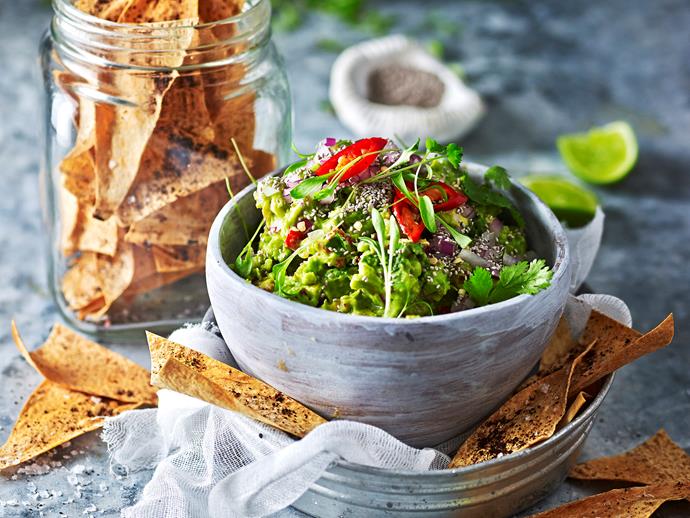 Looking for delicious and easy snack? Whip up a batch of this tasty (and healthy) [chia and tomato guacamole with sumac crisps](https://www.womensweeklyfood.com.au/recipes/chia-and-tomato-guacamole-with-sumac-crisps-29589|target="_blank").