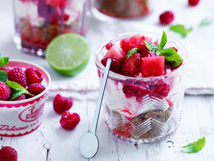Refreshing [watermelon, lime and berry cheesecake jars](https://www.womensweeklyfood.com.au/recipes/watermelon-lime-and-berry-cheesecake-jars-29597|target="_blank") make the ultimate dessert this summer!