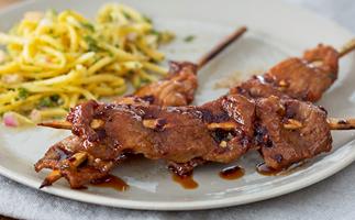 Barbecued Pinoy pork with green mango slaw