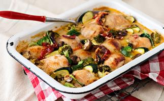 Creamy oven-baked chicken and vegetable casserole