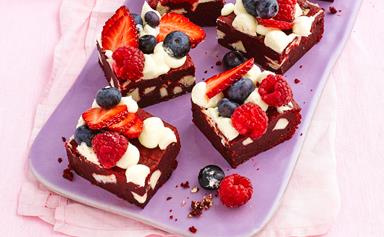 Red velvet berry cheesecake brownie