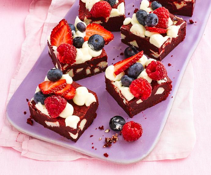 Red velvet berry cheesecake brownie