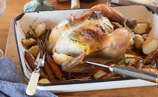 Perfect roast chicken with orange and rosemary