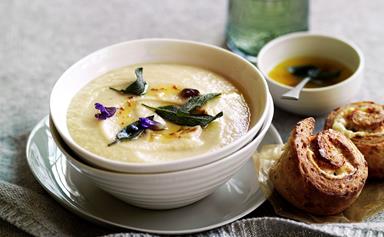 Roast garlic and parsnip soup