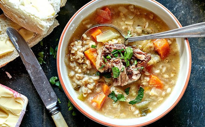 Hearty oxtail and barley soup