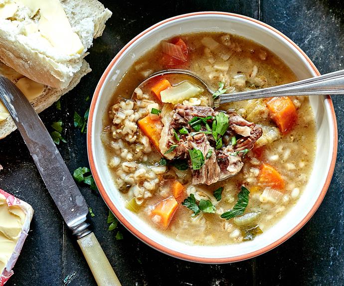 Hearty oxtail and barley soup