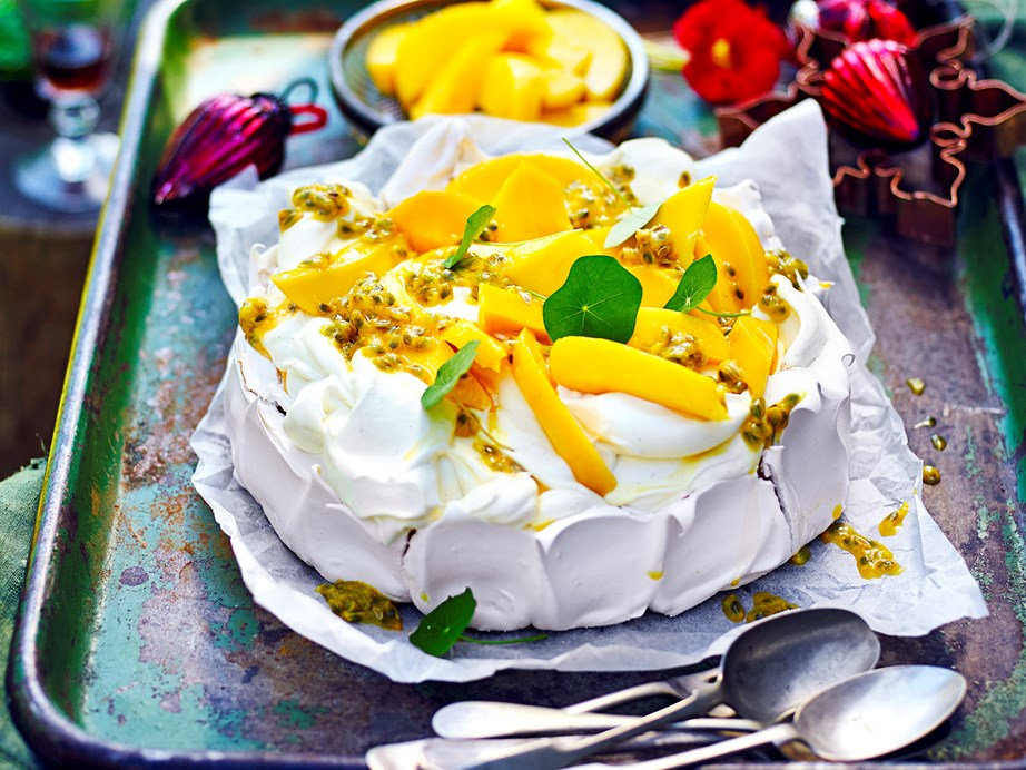 **[Mango and passionfruit pavlova](https://www.womensweeklyfood.com.au/recipes/pavlova-recipe-with-mango-and-passionfruit-1629|target="_blank")**
This iconic Australian dessert is made even more delicious with the addition of fresh tropical fruits. Whip up this gorgeous pavlova for a special occasion, birthday party or Christmas celebration.