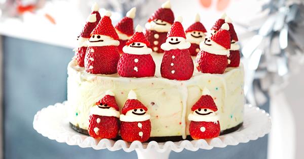 Christmas Ice Cream Cake Recipe with Santa Strawberries | Australian Women's Weekly Food