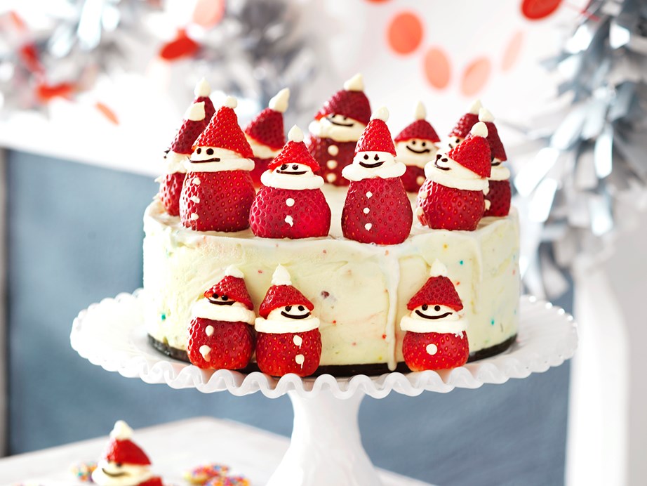 **[Santa Claus Christmas ice-cream cake](https://www.womensweeklyfood.com.au/recipes/christmas-ice-cream-cake-with-santa-strawberries-1633|target="_blank")**
This adorable Christmas-themed cake is perfect for festive celebrations. The cream-filled strawberry Santas will be a favourite with the kids, plus the creamy ice-cream filling, of course.