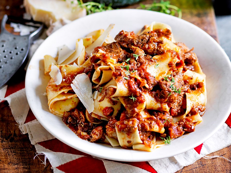 Want to take your spaghetti bolognese to a whole other level? Try this [pappardelle with slow-cooked beef ragu](https://www.womensweeklyfood.com.au/recipes/pappardelle-with-slow-cooked-beef-ragu-1650|target="_blank"). Instead of mince, slow cooked beef shin is cooked in a rich sauce and shredded before being served atop thick, al dente pappardelle.
