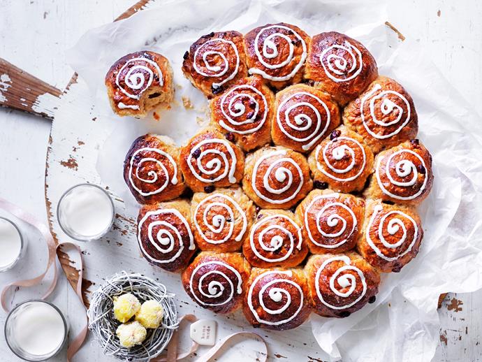 **[White chocolate and cranberry buns](https://www.womensweeklyfood.com.au/recipes/white-chocolate-and-cranberry-buns-1661|target="_blank")**

These beautifully glossy buns are studded with sweet white chocolate bits and tart cranberries to create a lovely morning or afternoon treat. They use the same basic mix for hot cross buns, making a great alternative for Easter treats.