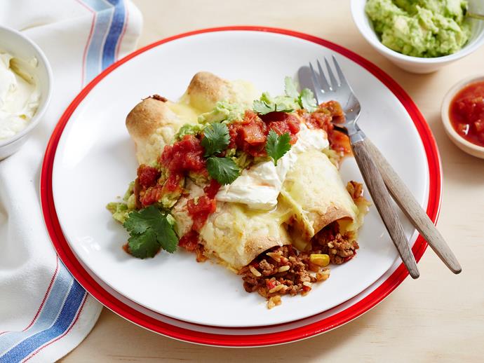 **[Beef mince and rice burritos](https://www.womensweeklyfood.com.au/recipes/mexican-beef-mince-and-rice-burritos-1733|target="_blank")**

Create this authentic Mexican dish at home with our easy-to-follow recipe using supermarket shortcuts where possible. You'll love the tasty melted cheese oozing all over your mince and rice stuffed tortillas - the ultimate comfort food.