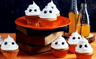 Halloween white chocolate ghost cupcakes