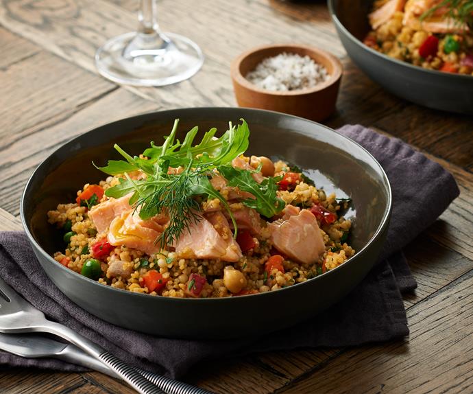 Pearl couscous with confit salmon Food To Love