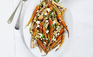 Roasted carrots and parsnips with feta and sumac
