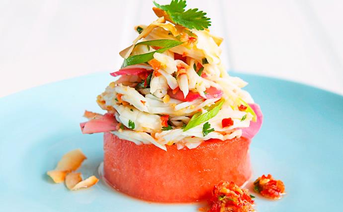 Ginger, crab and watermelon salad