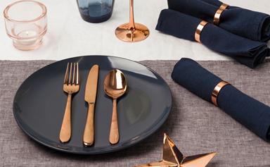 Nail your Christmas table style with copper and navy
