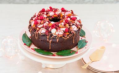 Chocolate rocky road Christmas wreath cake
