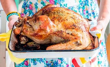 Citrus and herb butter roast turkey with pork and sage stuffing