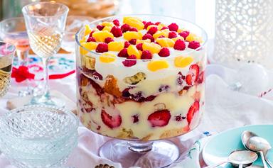 The best berry, lemon curd and prosecco trifle
