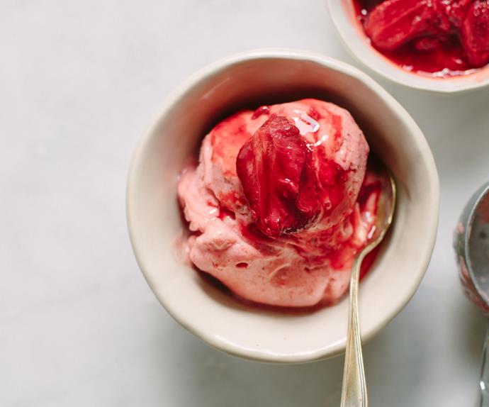 Roasted strawberry and ginger ‘ice cream’