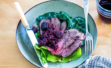 Venison with blackberry and beetroot relish