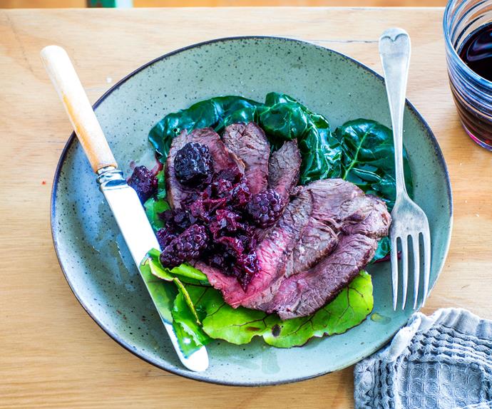 Venison with blackberry and beetroot relish