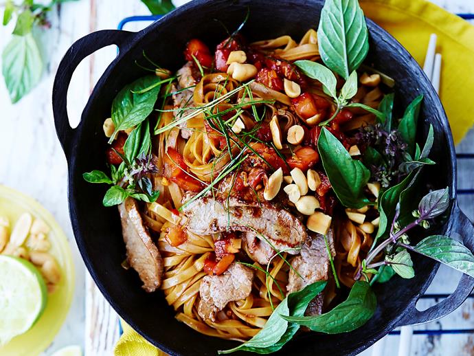 **[Thai spicy lamb and noodle stir-fry](https://www.womensweeklyfood.com.au/recipes/thai-spicy-lamb-and-noodle-stir-fry-1941|target="_blank")**

Work your wok through this delicious stir-fry! With tender lamb backstrap, spicy red chillis and crunchy peanuts, this dish is the ultimate combination of Thai flavours and is perfect for a family lunch.