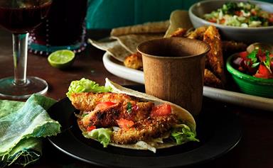 Fish tacos with salsa and homemade Mexican seasoning