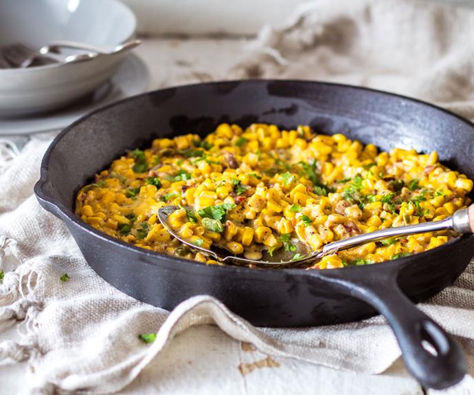 Creamed corn with bacon