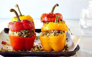 Sweet peppers stuffed with lamb and feta couscous