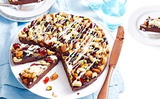 Nutty chocolate, cranberry and cherry fudge