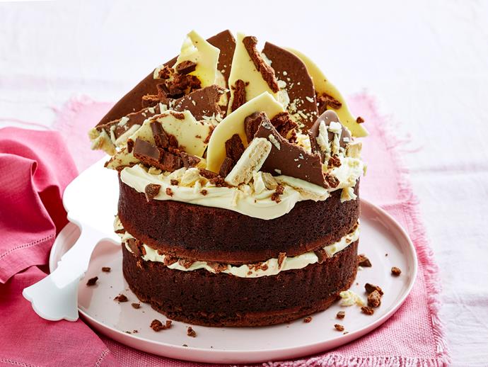 **[Tim Tam layer cake](https://www.womensweeklyfood.com.au/recipes/tim-tam-layer-cake-1959|target="_blank")**

Topped with white and milk chocolate shards, Tim Tams and a layer of whipped cream cheese icing, this decadent Aussie cake is sure to impress your friends and family. Make it for a spectacular birthday treat or to indulge that sweet tooth over the weekend.