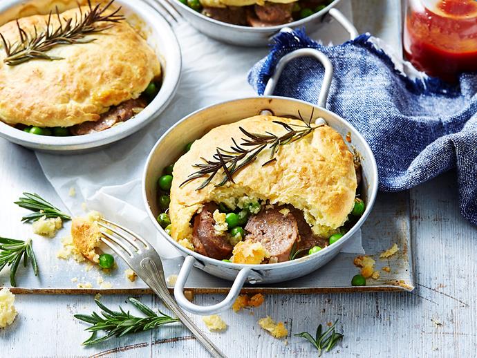 **[Beef and rosemary pies with scone topping](https://www.womensweeklyfood.com.au/recipes/beef-and-rosemary-pies-with-scone-topping-2083|target="_blank")**

These delicious, hearty pot pies are quick to prepare and then all you have to do is sit back and relax while they bake away. They're the perfect pick for an easy midweek dinner the kids will love.