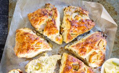 Roasted pear and blue cheese scones