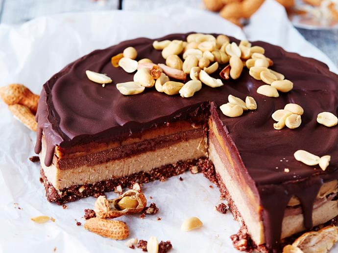**[Raw choc-peanut cake](https://www.womensweeklyfood.com.au/recipes/raw-choc-peanut-cake-2105|target="_blank")**

You'll need to start this gorgeous dessert from The Australian Women's Weekly's '[Vegan Kitchen](https://www.magshop.com.au/the-australian-womens-weekly-vegan-kitchen|target="_blank"|rel="nofollow")' cookbook the day before you intend to serve it but the extra time it takes is well worth the wait!